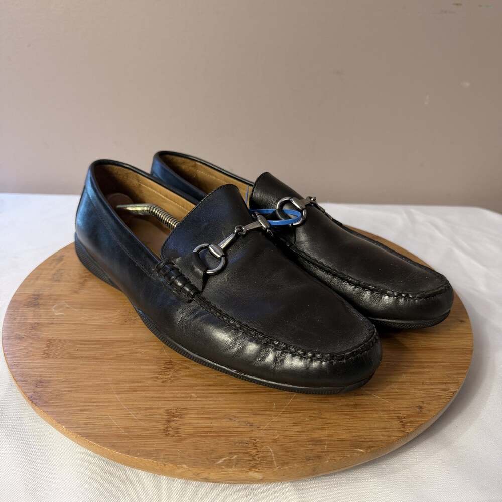 Peter Millar Black Leather Classic Horsebit Loafers Men's Size 10 M